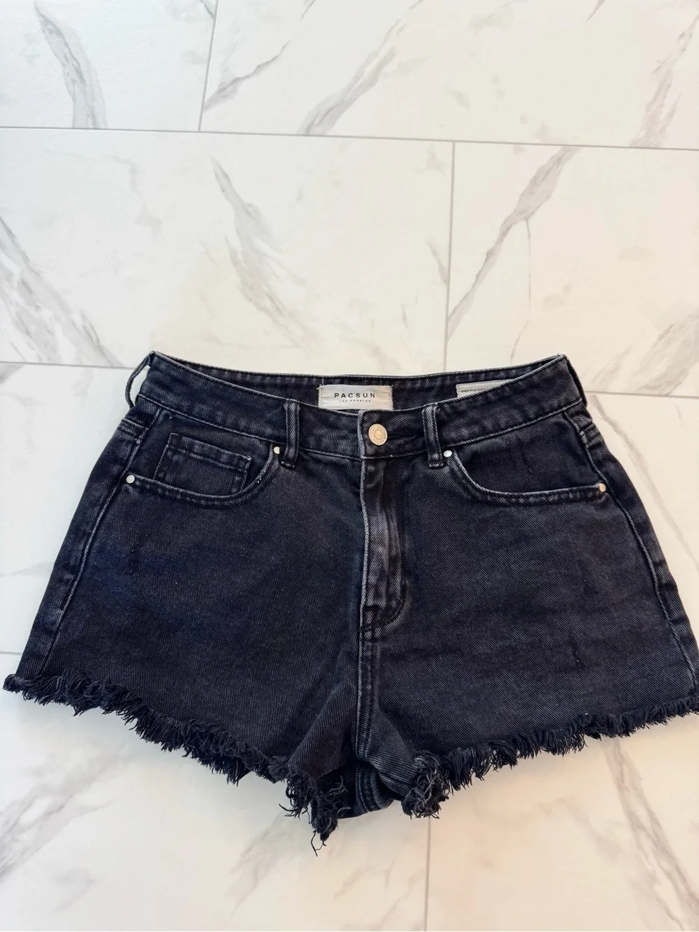 PacSun High-Waisted Black Denim Shorts
